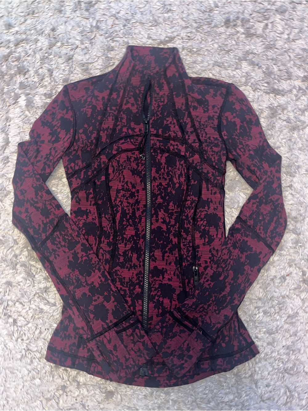 lululemon athletica Burgundy and Black Patterned Running Top